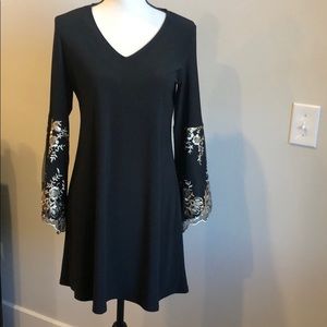 NWOT MSK Black Shift Dress with Gold Sequins